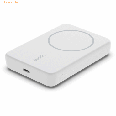 Belkin 5000 mAh Magnetic Wireless Power Bank Portable Charger Compatible with MagSafe with Pass-Thru Charging, 7.5W Output, 10W Input White Belkin 5000 mAh Magnetic Wireless Power Bank Portable Charger Compatible with MagSafe with Pass-Thru Charging, 7.5W Output, 10W Input White
